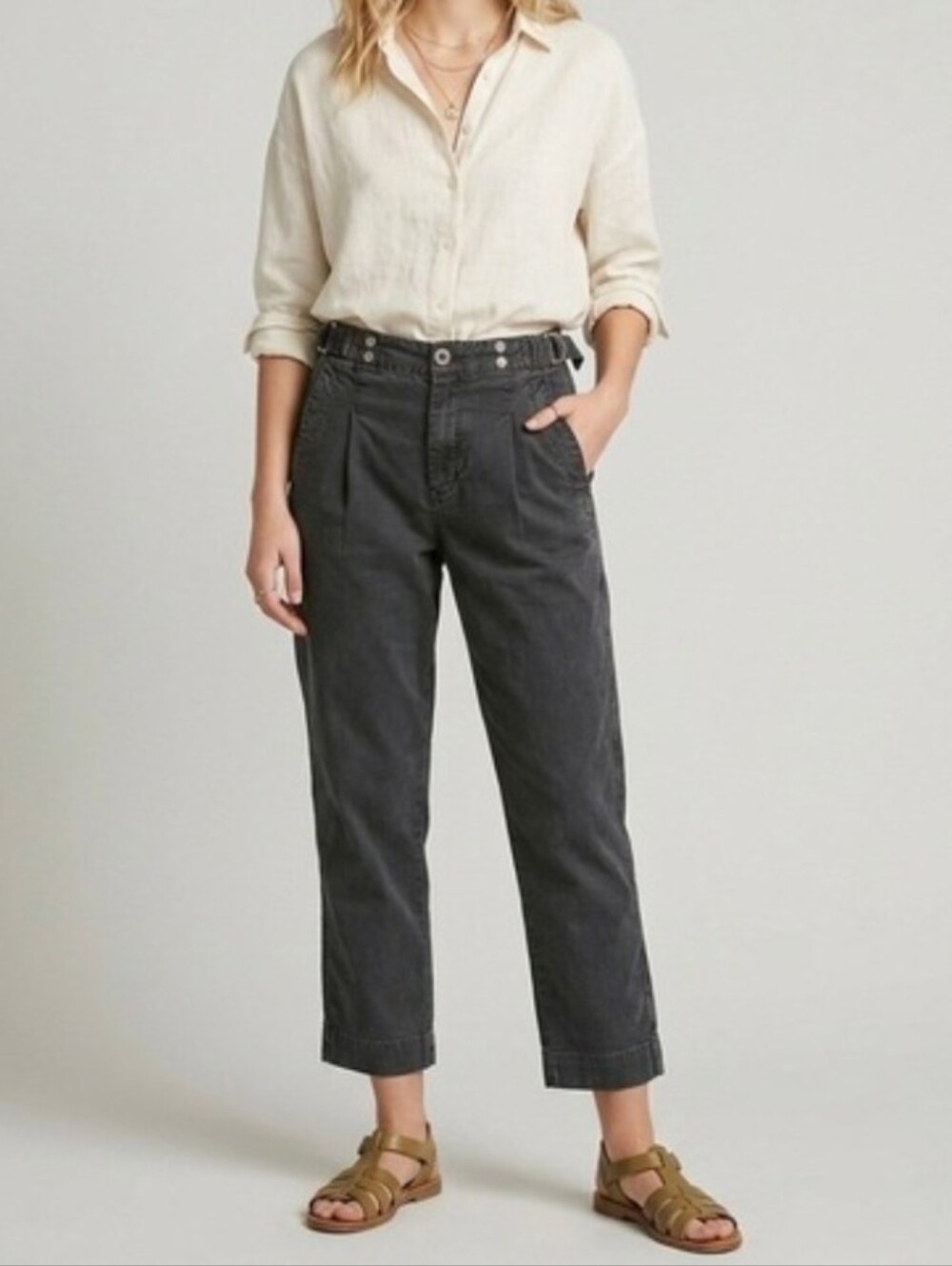 By Anthropologie Wanderlust Straight cut Charcoal cropped size 29